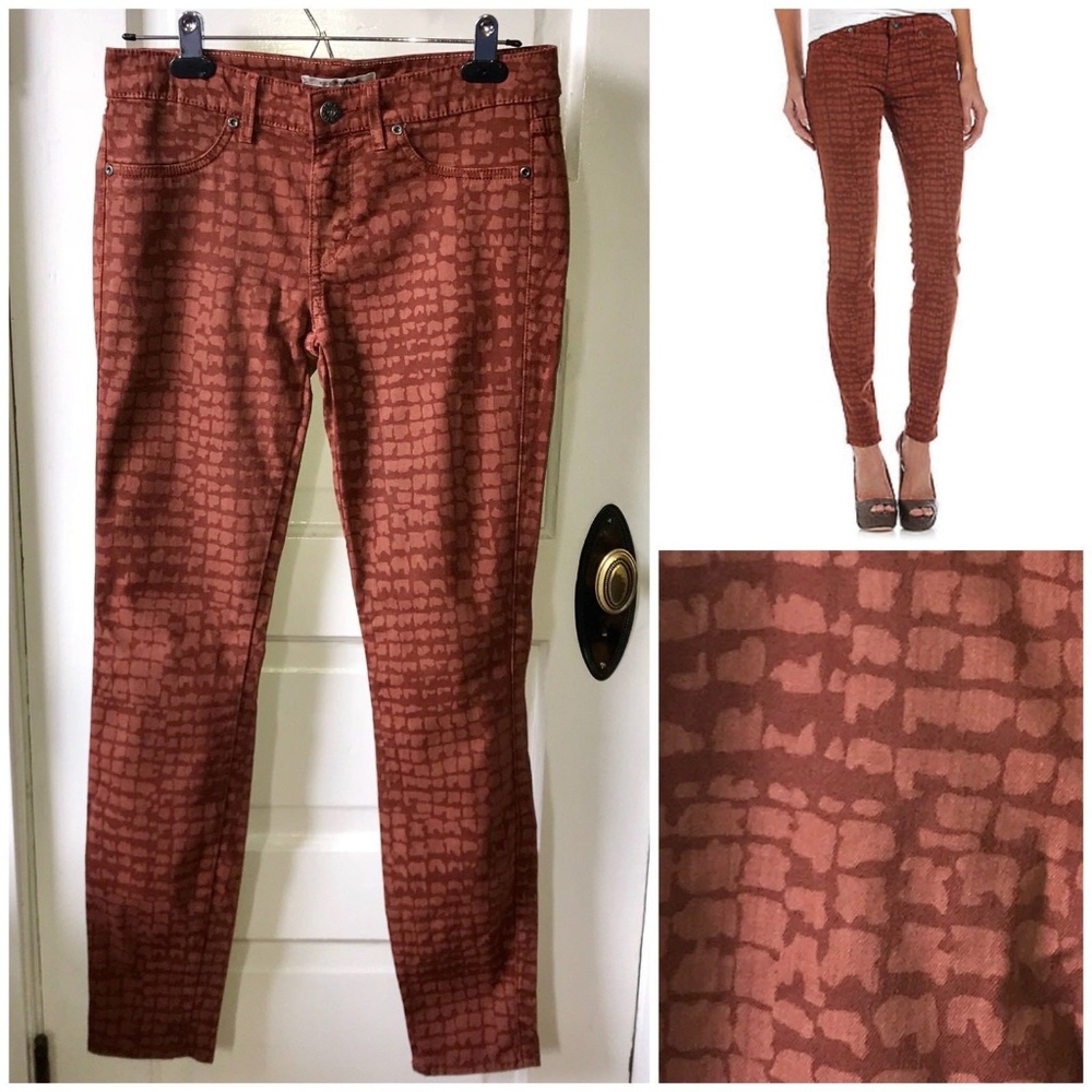 Rich & Skinny Rust Croc Printed Skinny Jeans